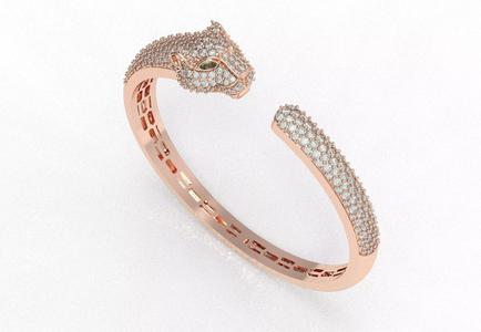 Antique Panther Head Diamond Bracelet