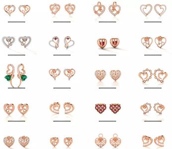 24 Heart Studs Earrings 3dm renders detail  3D Model Collection