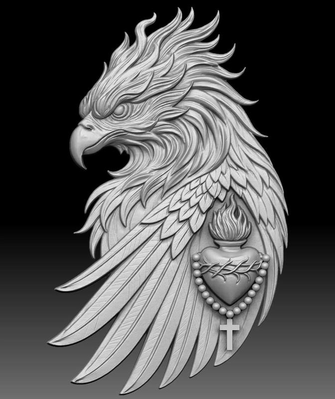 Eagle and Sacred Heart of Jesus