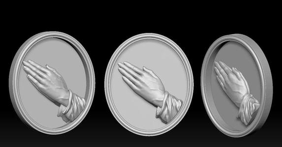 3D Printed Model of Praying Hands Medal - pendant