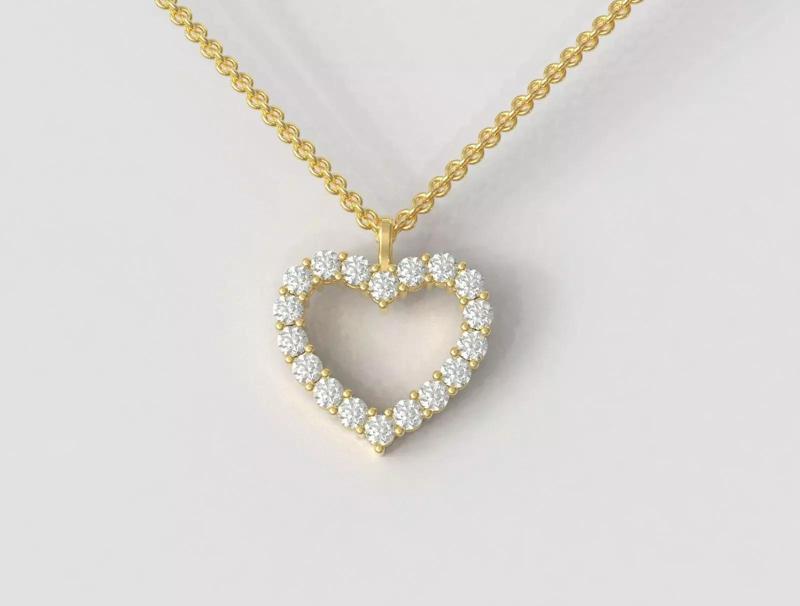 3mm Diamond Heart Pendant