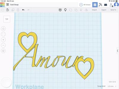 Amour text pendant stl file