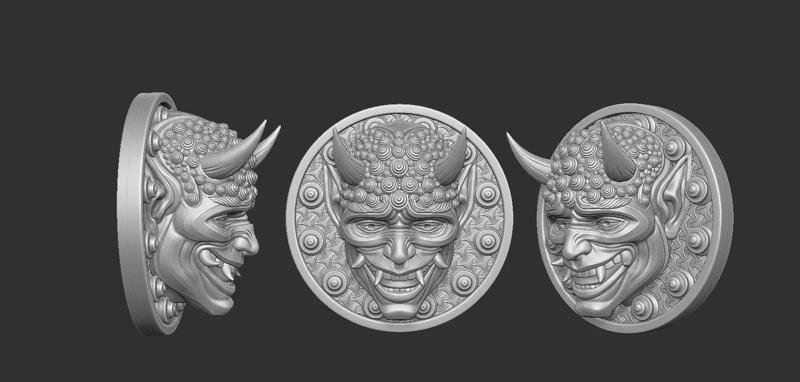 2-Horned Demon Head Pendant 3D Printed Model