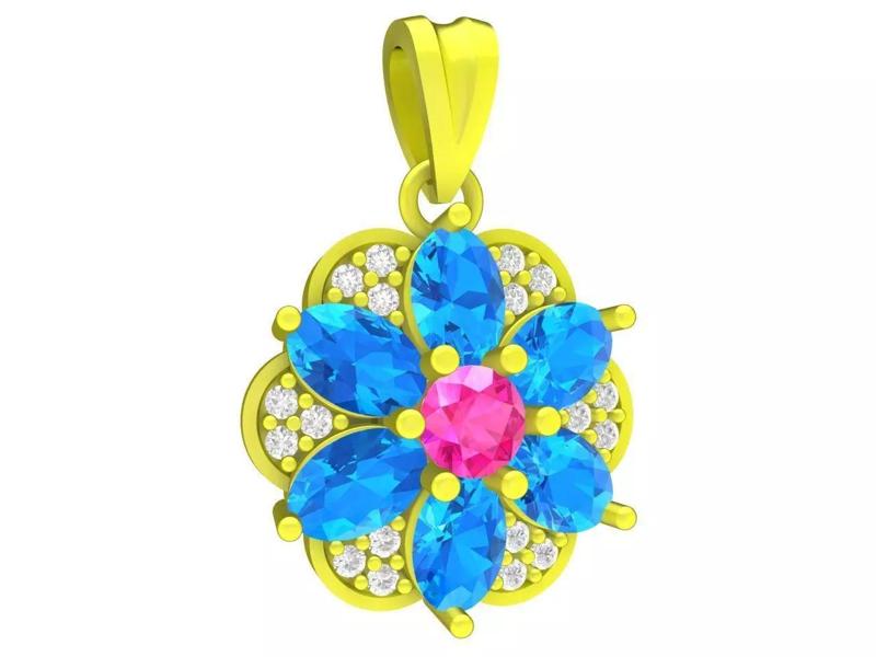 Diamond Oval Flower Pendant 3D Print Model A4737