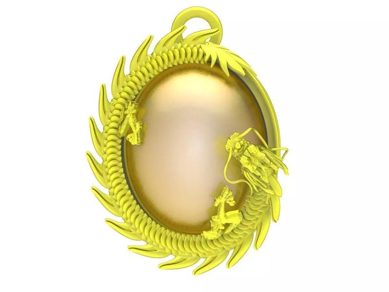 6621 Jewerly Art Dragon Oval Ruby Men pendant