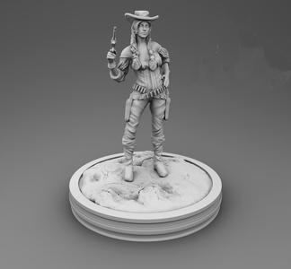Wild West Miniatures - Cowgirl with braids and a gun