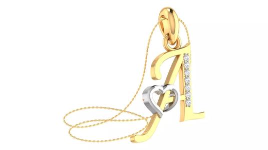 A Alphabet Pendant A Heart Pendant