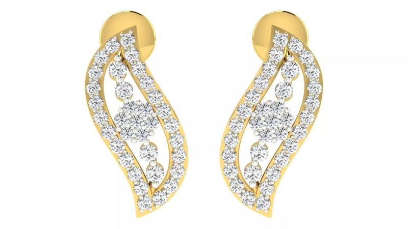 Solitaire Women Drop Earring 3dm STL OBJ FBX Renders Details