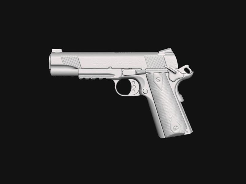 Colt 1911 Government Rail Real Size Scan 3D Gun Mold