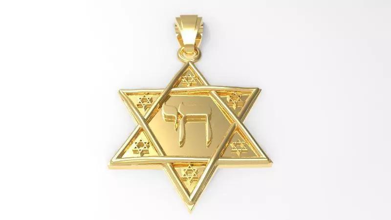 STAR OF DAVID WITH CHAI PENDANT NECKLACE CHARM JEWELRY