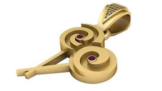modern calligraphy pendant 3D printable model