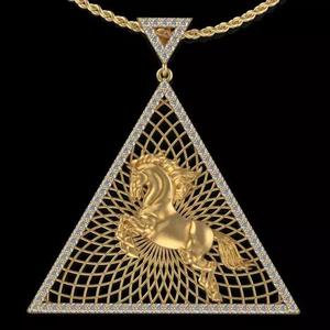 Pyramid hours statue pendant Silver Gold  Print