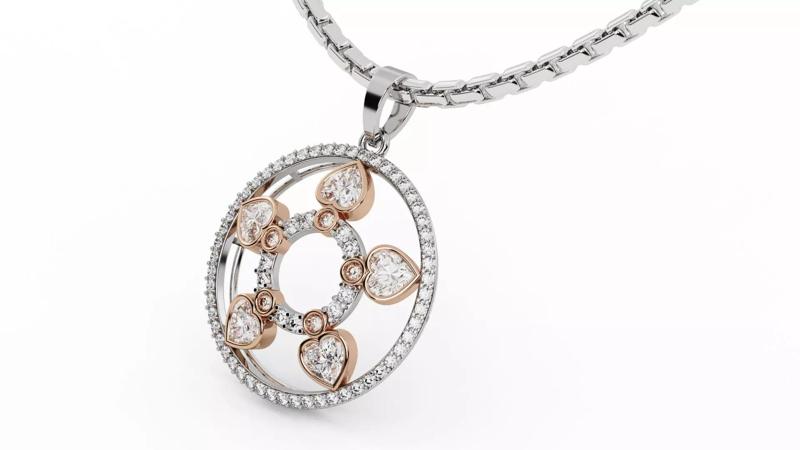 Round Floral Heart Pendant