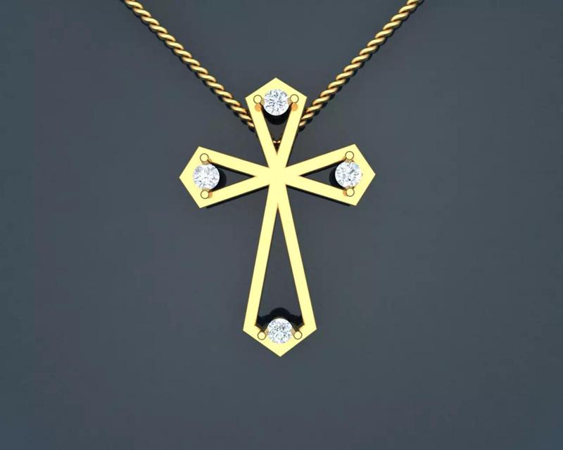 Pendent Cross with Jesus with diamonds
