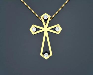 Pendent Cross with Jesus with diamonds