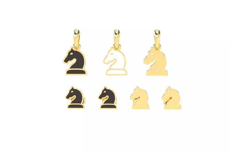 Knight pendant and earrings chess set