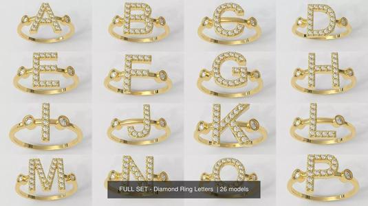 FULL SET - Diamond Ring Alphabet 3D Model Collection