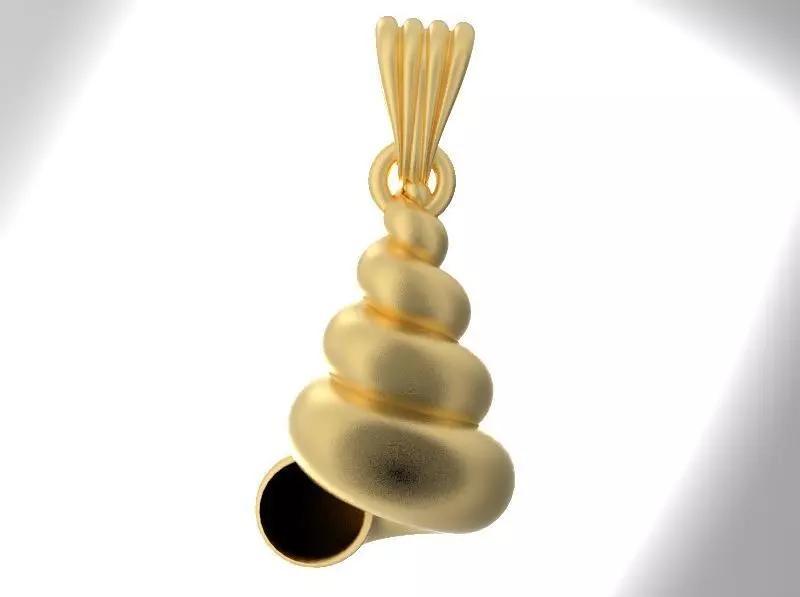 Spiral Shell Pendants 3D model Seashell Charms necklace 3D