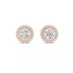 Halo Round Diamond Studs Earrings 3dm stl renders 360 Animation