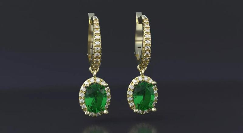 Earrings with oval stones