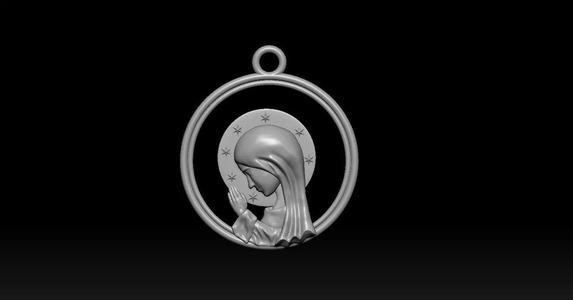 Catholic Virgin Mary Praying Pendant 2 3D print model