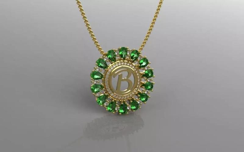 Classic Letter B Pendant - 3D Jewelry - PG-269