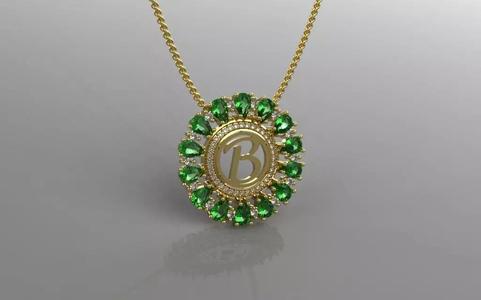 Classic Letter B Pendant - 3D Jewelry - PG-269