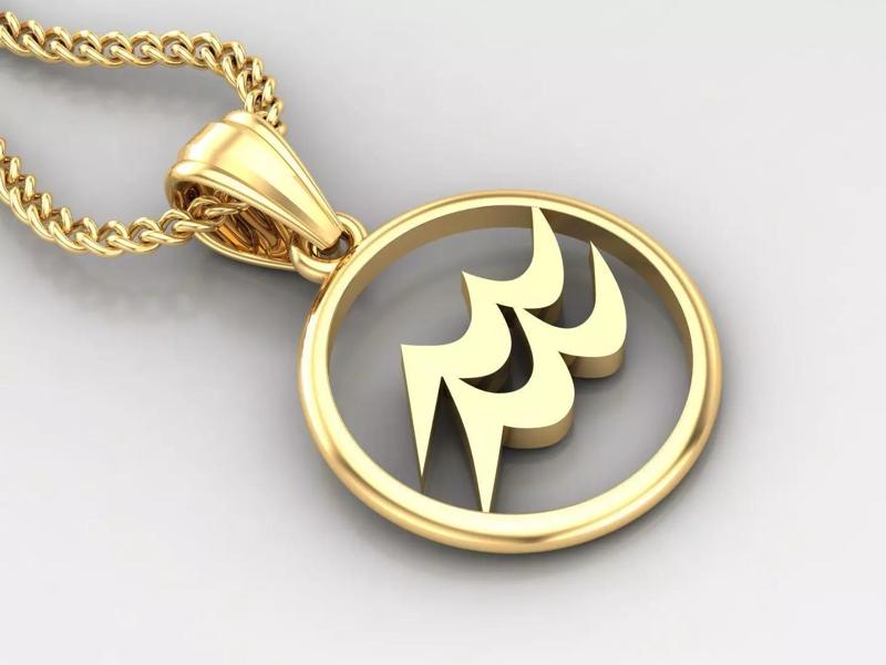 Circle Aquarius Light Gold Pendant Version 6