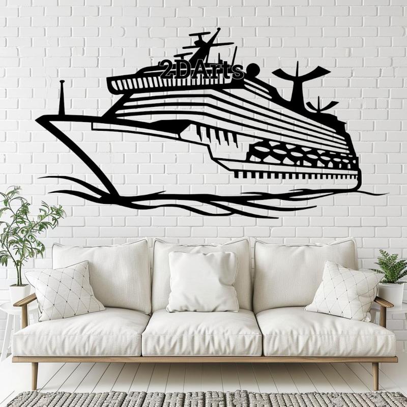 Cruise Ship 2D Wall Art/Window Art - Digital STL & SVG Files for 3D Printing and Laser Cutting
