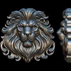 Lion Head Bas Relief No4  STL file for 3d printing or CNC