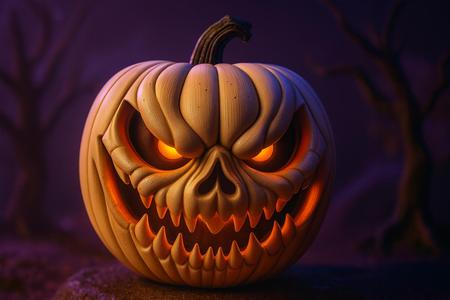 Evil Pumpkin Jack-O’-Lantern | Spooky Halloween Pumpkin Decor | Creepy Pumpkin Face