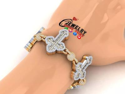 Custom Cross Bracelet w Bead Ball Link Bracelet