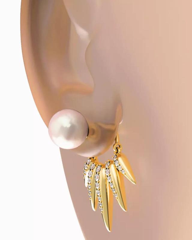Pearl Diamond Earring Studs