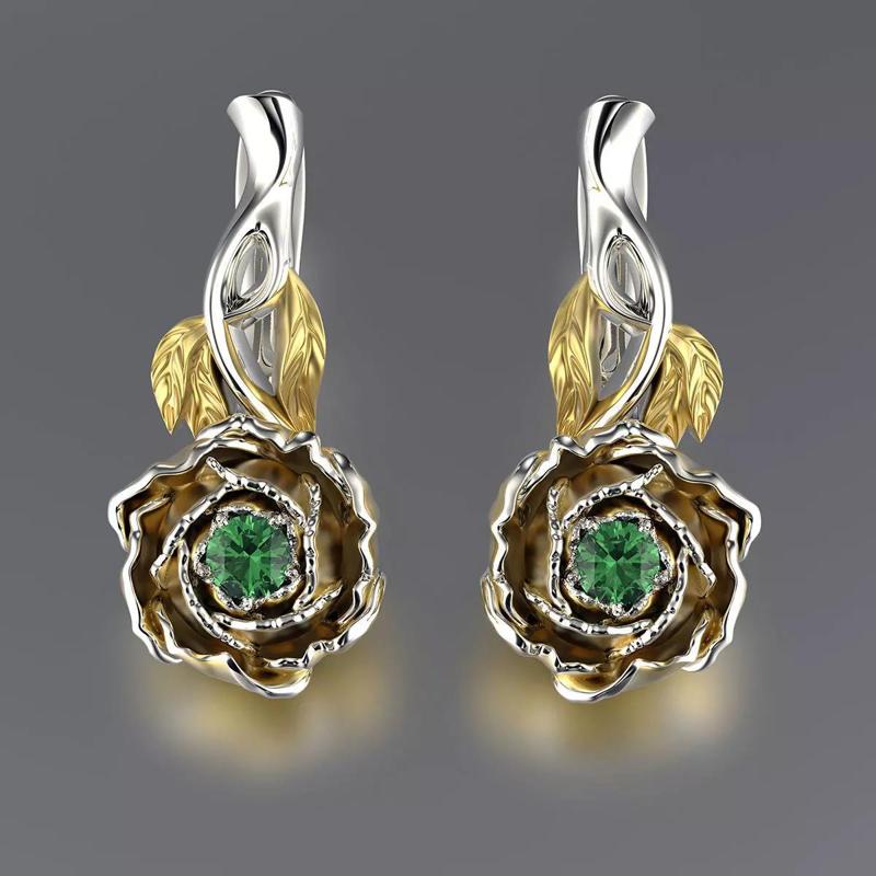 Gold Jewelry Earring  Peony 0202 V1 3dm stl