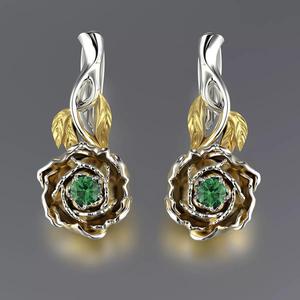 Gold Jewelry Earring  Peony 0202 V1 3dm stl