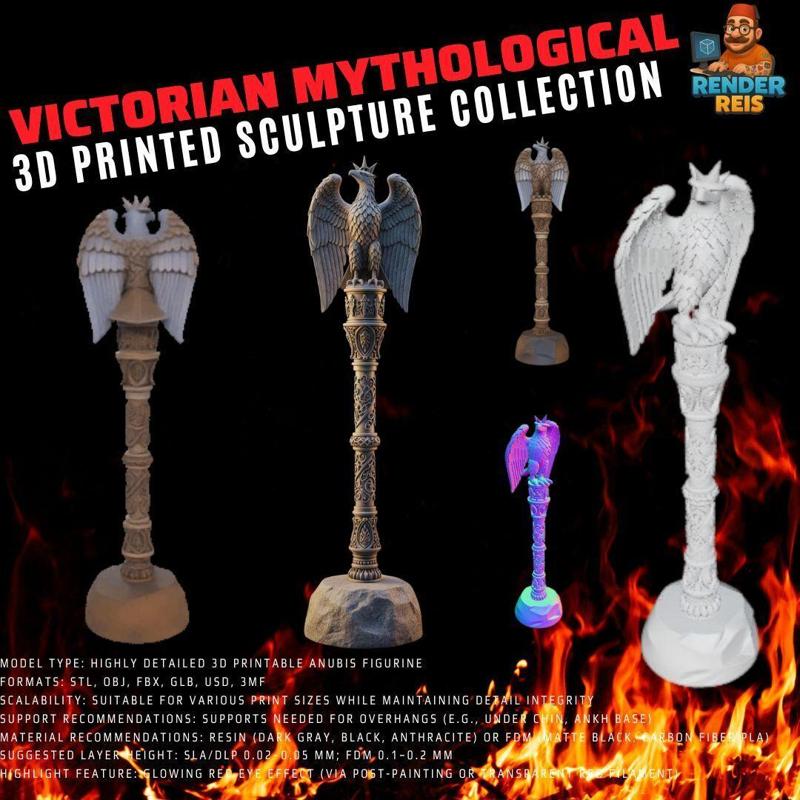 3D Printable Eagle-Headed Scepter – Symbol of Power and Authority