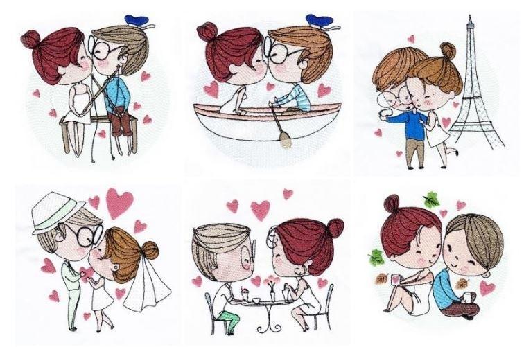 Digital embroidery bride and groom