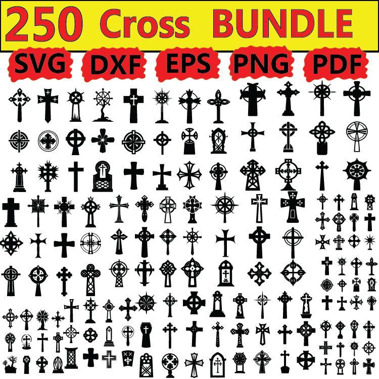 250 cross bundles svg, dxf, eps, png, pdf, file