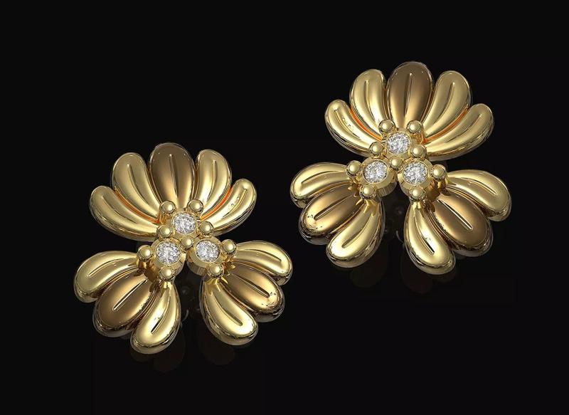 Three leaves earrings v2