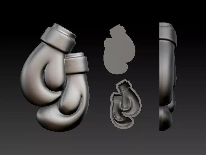 Boxing gloves bas relief