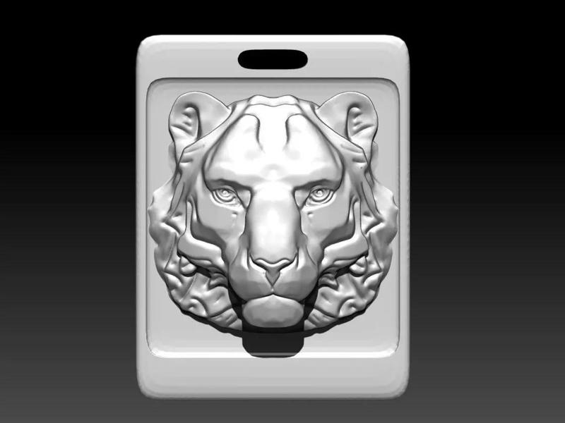 Animal Cat Tiger Lion Puma Pendant Sqr