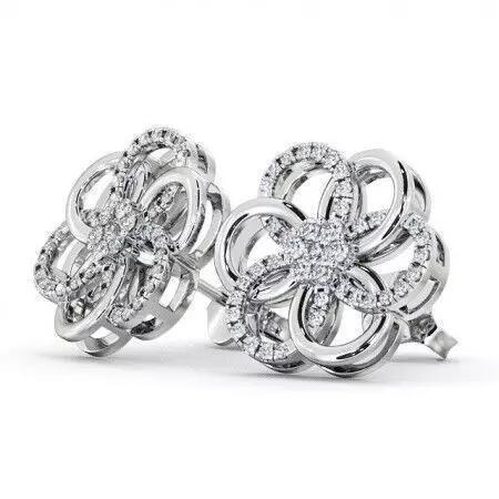 stl file two diamond flower stud earrings