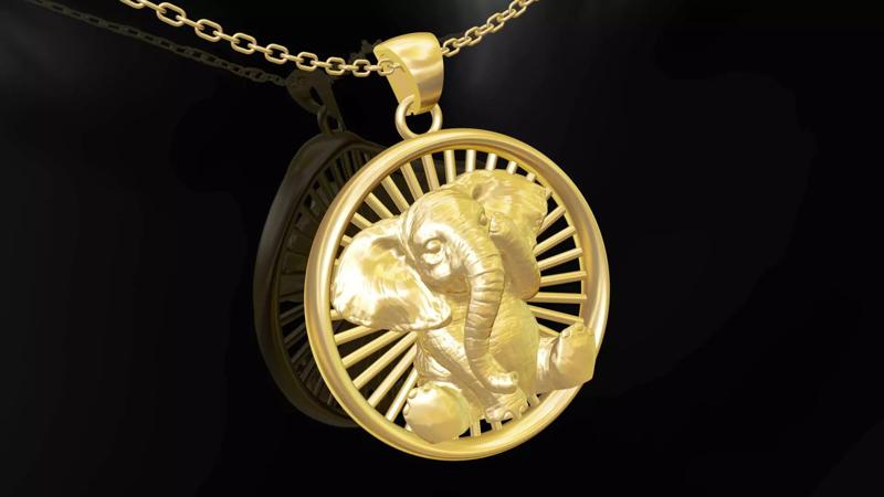 Elephants crying pendant jewelry gold
