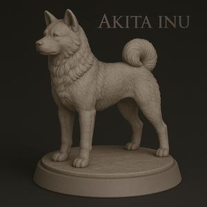 Estátua de Akita - Miniatura para impressão 3D