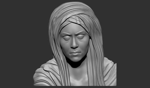 Virgin Mary face 3d printable model cnc