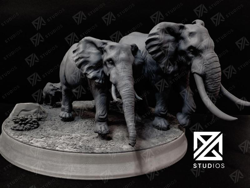 African elephant diorama