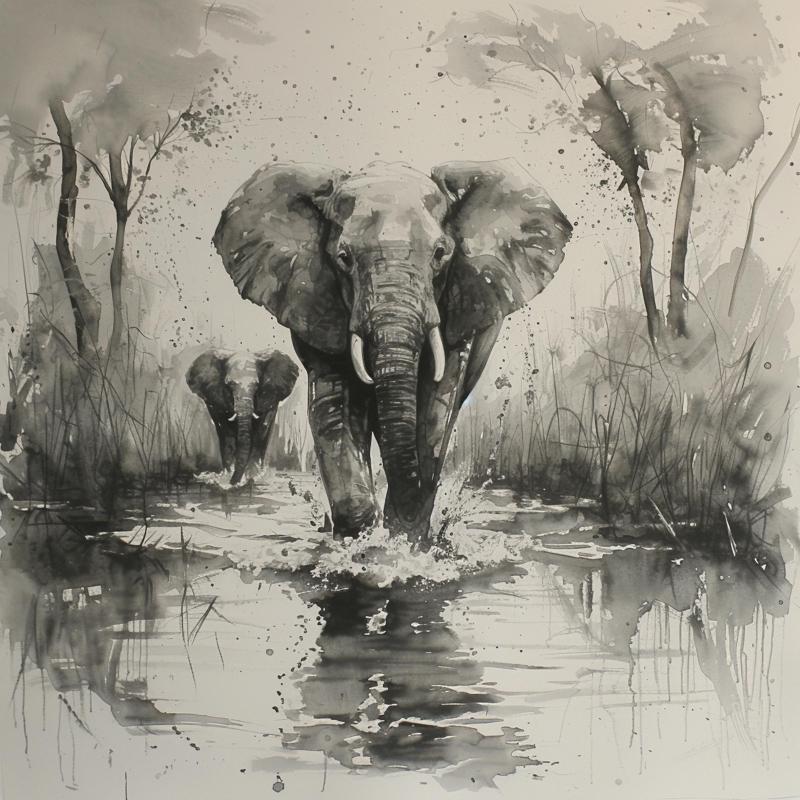 Hueforge elephant black and white