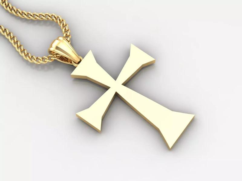 Light Gold 18K Cross Pendant 1CP096