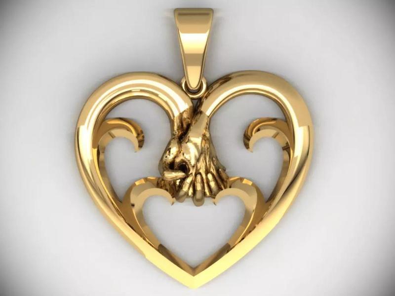 heart holding  hand pendant