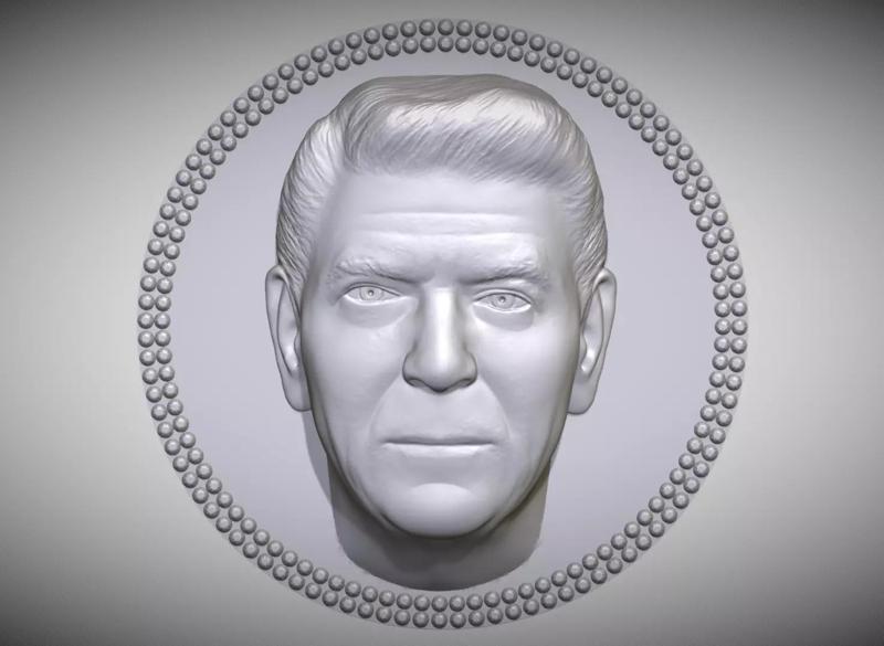 Ronald Reagan medallion pendant 3D printing ready stl obj